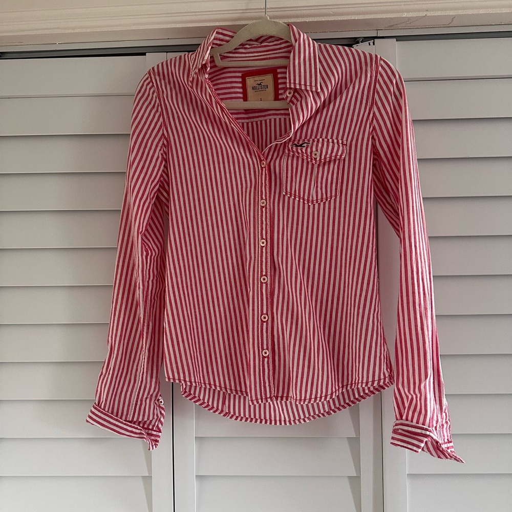 Vintage Cotton Hollister Red and White Striped Shirt
